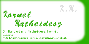 kornel matheidesz business card